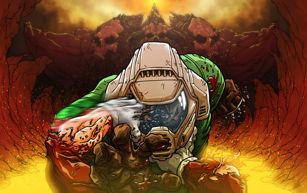 mario_vs__doomguy_by_sebastianvonbuchwald-d5ndy1n